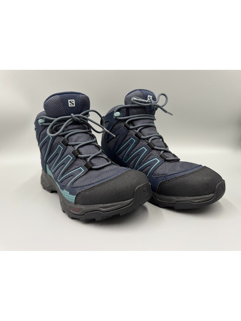 Women’s Salomon Pathfinder Climasalomon Mid Waterproof Hiking Boots, Blue Size 8